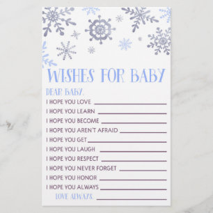 Blaue Schneeflocken für Kinderdusche Briefpapier