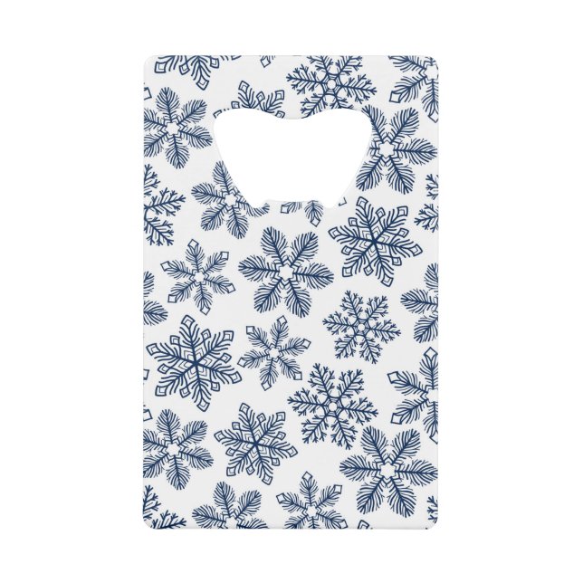 Blaue Schneeflocken Geldbeutel Flaschenöffner (Vorderseite)