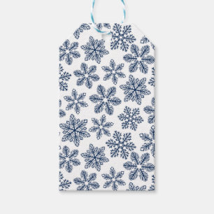 Blaue Schneeflocken Geschenkanhänger