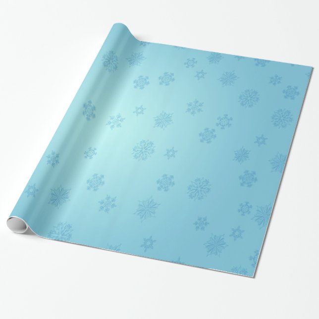 Blaue Schneeflocken Geschenkpapier (Ungerollt)