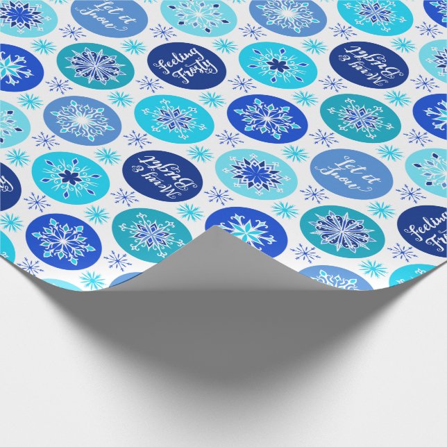 Blaue Schneeflocken Geschenkpapier (Ecke)