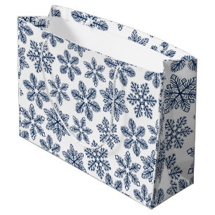 Blaue Schneeflocken Große Geschenktüte