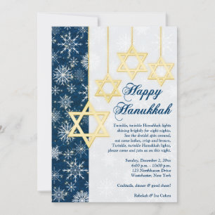 Blaue Schneeflocken Hanukkah-Party Einladung