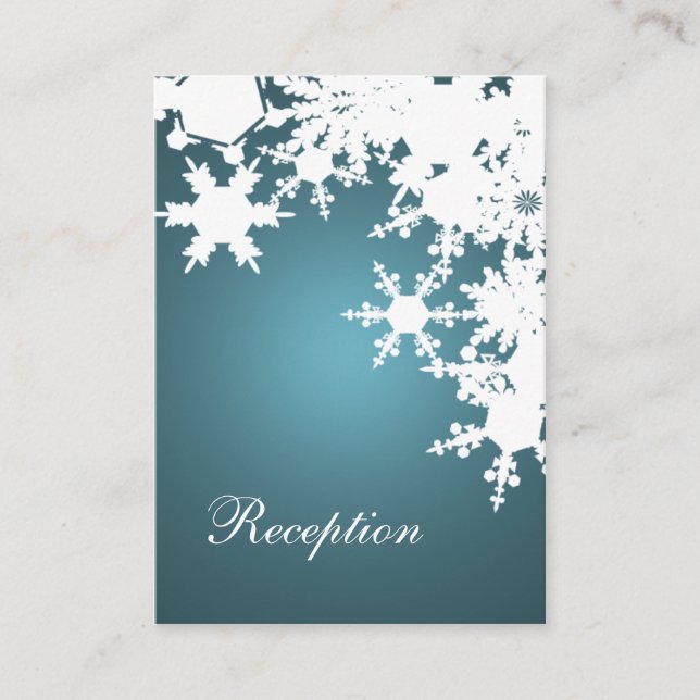 Blaue Schneeflocken im Winter Hochzeitskarten Empf Begleitkarte (Vorderseite)
