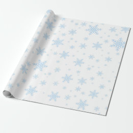 Blaue Schneeflocken in Weiß Geschenkpapier