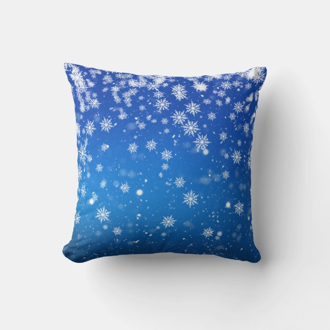 Blaue Schneeflocken Kissen (Vorderseite)
