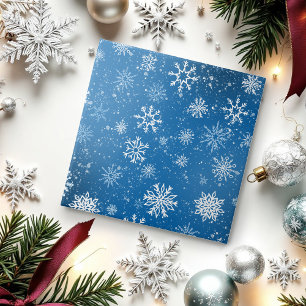 Blaue Schneeflocken Klassisches Winterweiß Schnee Fliese