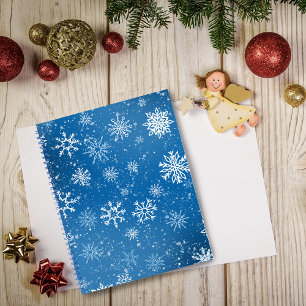 Blaue Schneeflocken Klassisches Winterweiß Schnee Notizbuch
