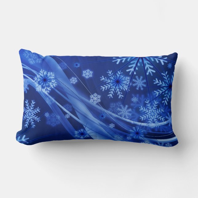 Blaue Schneeflocken Lendenkissen (Vorderseite)