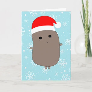 Blaue Schneeflocken Lustige Kartoffel Weihnachten Karte