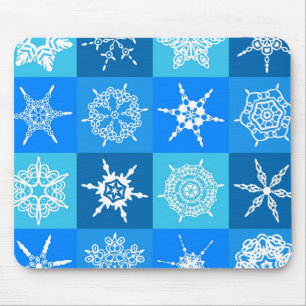 Blaue Schneeflocken Mousepad
