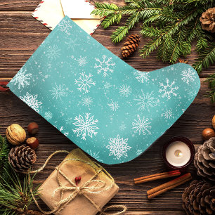 Blaue Schneeflocken Muster sanfter Winterfrost Großer Weihnachtsstrumpf