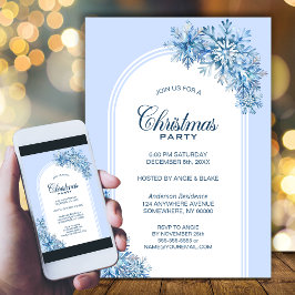 Blaue Schneeflocken Party Einladung
