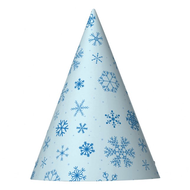 Blaue Schneeflocken Partyhütchen (Vorderseite)