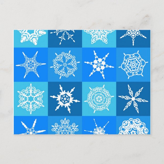 Blaue Schneeflocken Postkarte (Vorderseite)