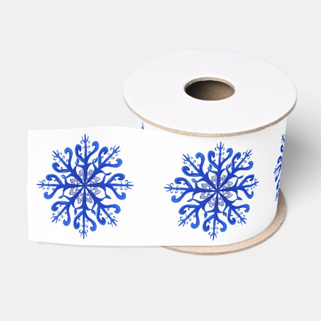 Blaue Schneeflocken Ripsband (Spule)