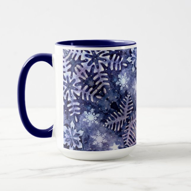 Blaue Schneeflocken Tasse (Links)