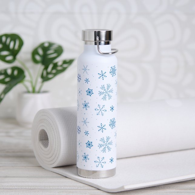 Blaue Schneeflocken Trinkflasche (Yoga)