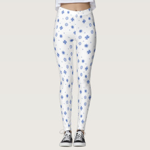 Blaue Schneeflocken überall in Print-Leggings Leggings
