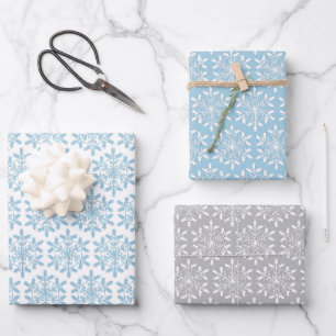 Blaue Schneeflocken Umschlagpapier flaches Blatt S
