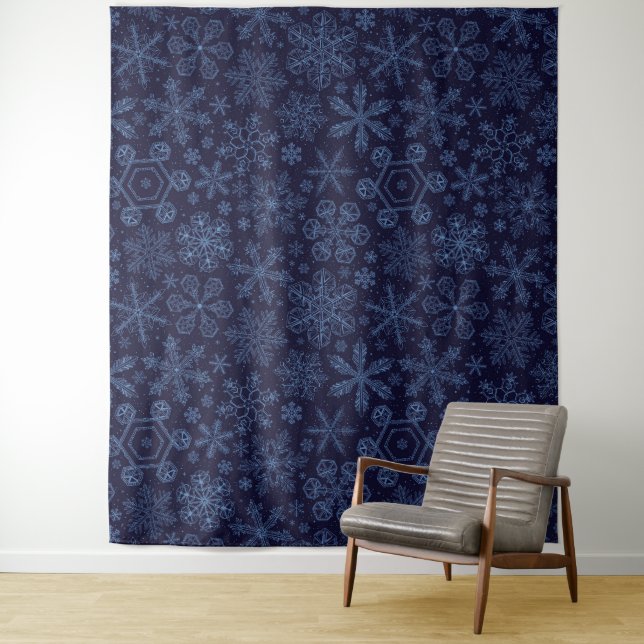 Blaue Schneeflocken Wandteppich (Beispiel)