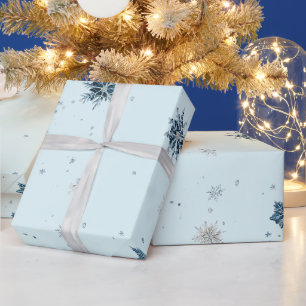 Blaue Schneeflocken Weihnachten  Geschenkpapier