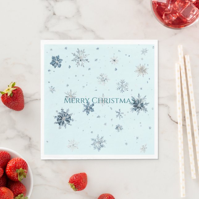 Blaue Schneeflocken Weihnachten  Serviette (Beispiel)