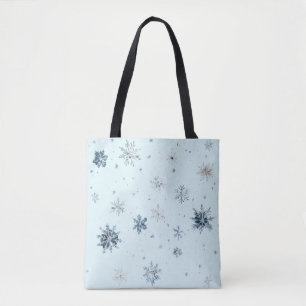 Blaue Schneeflocken Weihnachten Tasche