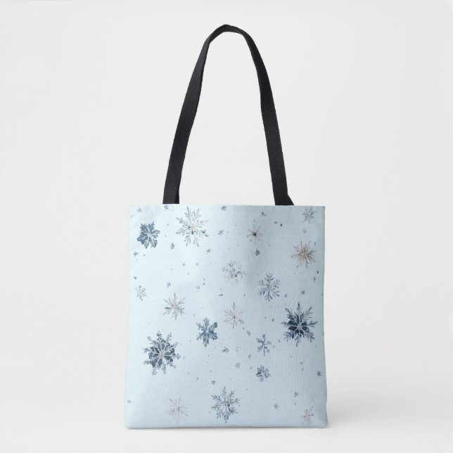 Blaue Schneeflocken Weihnachten Tasche (Vorderseite)