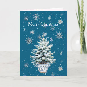 Blaue Schneeflocken-Weihnachtsbaum Karte