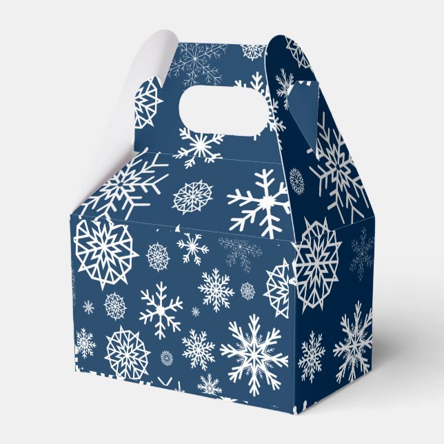Blaue Schneeflocken Weihnachtsfeiertage Geschenkschachtel (Vorderseite)