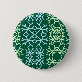 Blaue Schneeflocken Weihnachtsmuster Schneemuster Button