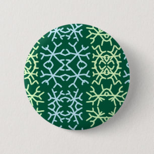 Blaue Schneeflocken Weihnachtsmuster Schneemuster Button
