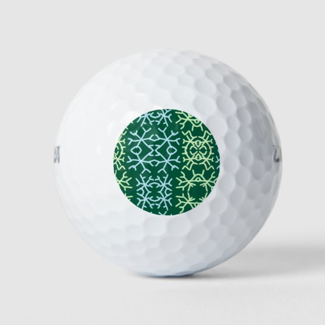 Blaue Schneeflocken Weihnachtsmuster Schneemuster Golfball (Vorderseite)