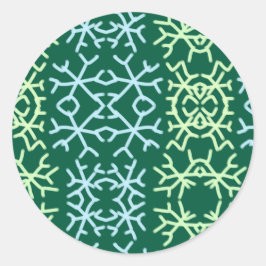 Blaue Schneeflocken Weihnachtsmuster Schneemuster Runder Aufkleber