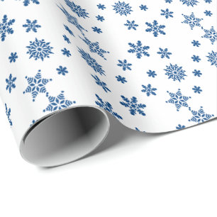 Blaue Schneeflocken Weihnachtswrapping Paper Geschenkpapier