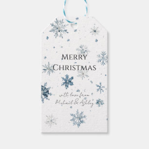 Blaue Schneeflocken Weißes Weihnachten Geschenkanhänger