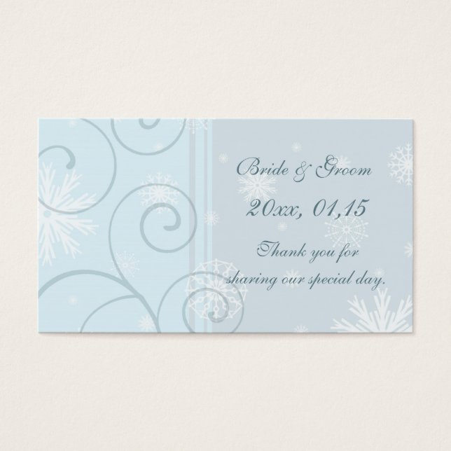 Blaue Schneeflocken Winter Wedding Gefälligkeitsta (Vorderseite)