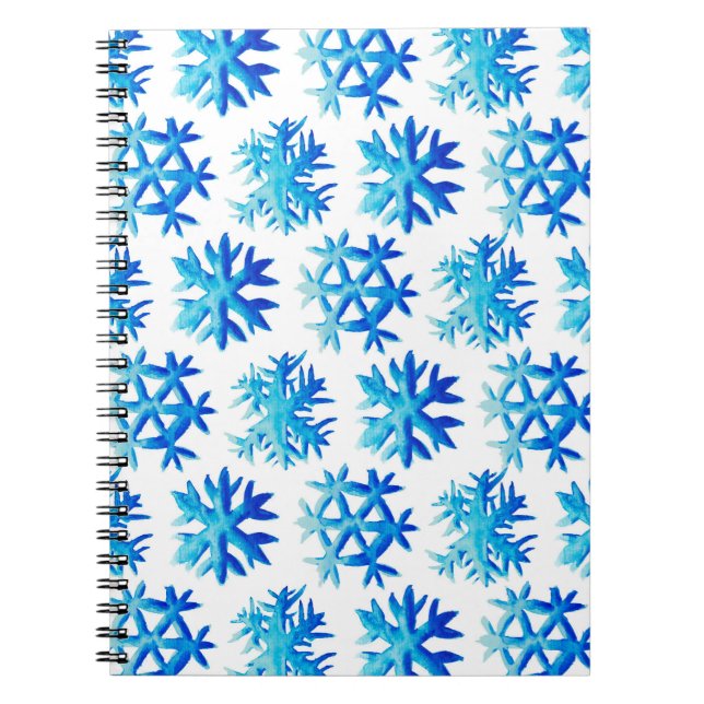 Blaue Schneeflocken Winterfarbenmuster Notizblock (Vorderseite)