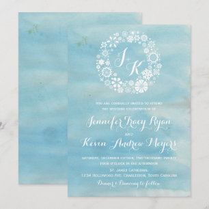 Blaue Schneeflocken Wreath Wedding I Einladung
