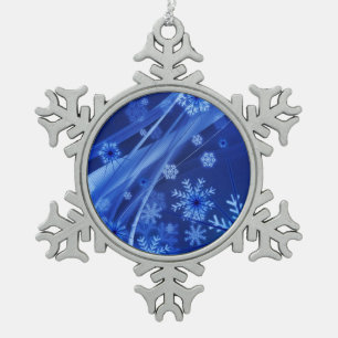 Blaue Schneeflocken Zinn-Ornament