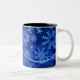 Blaue Schneeflocken Zweifarbige Tasse