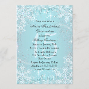 Blaue Schneeglöckchen Winter Wonderland Quinceaner Einladung