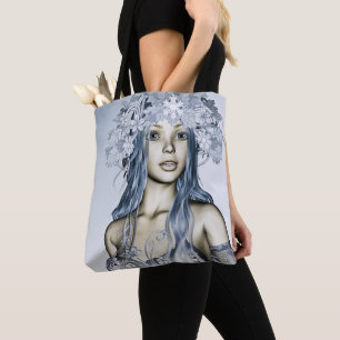 Blaue Schneejungfrau Winter Fantasy Portrait Tasche