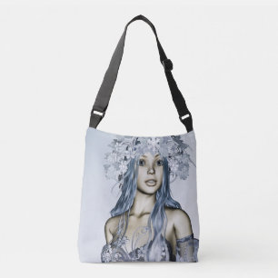 Blaue Schneejungfrau Winter Fantasy Portrait Tragetaschen Mit Langen Trägern