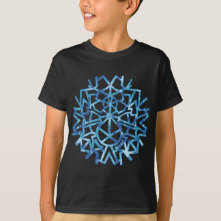 Blaue Schneemann-Schneeflocke T-Shirt