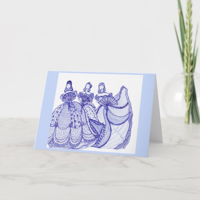 Blaue Schönheits-blaue China-Frauen-Gruß-Karte Karte (Vorderseite)