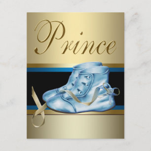 Blaue Schuhe Schwarze Goldene Krone Baby Shower Einladung