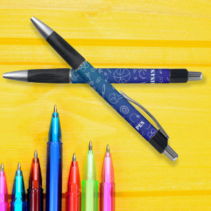 Blaue Schulelemente - personalisiert Kugelschreiber