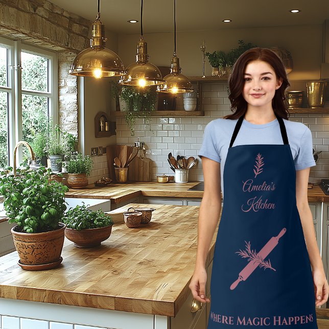 Blaue Schürze mit Rolling Button und Rosemary (Von Creator hochgeladen)